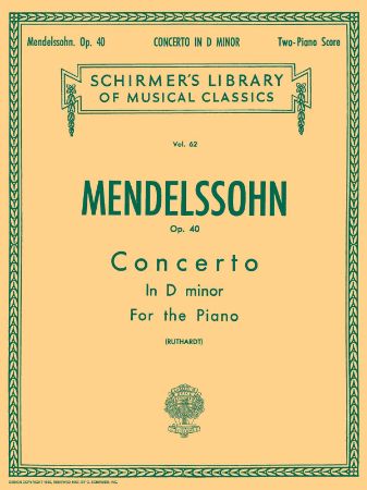 MENDELSSOHN:CONCERTO IN D MINOR OP.40 2 PIANO