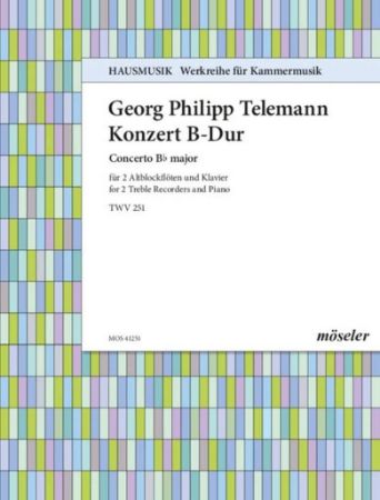 TELEMANN:KONZERT B-DUR TWV 52:B1 FUR 2 ALT BLOCKFLOTEN UND KLAVIER