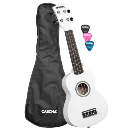 CASCHA Soprano Ukulele Linden White incl.bag HH3967