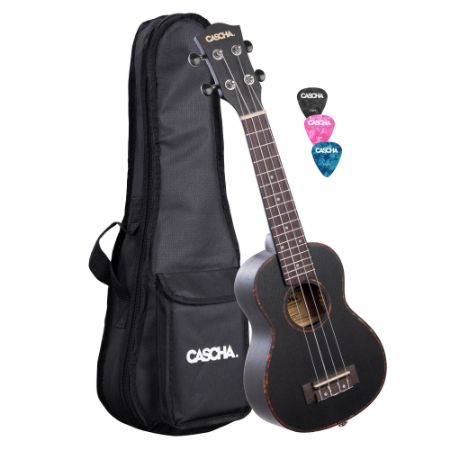 CASCHA Soprano Ukulele Mahogany Black incl.bag HH 2262