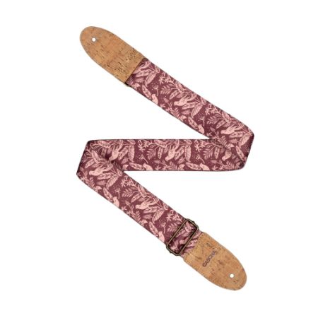 CASCHA PAS ZA KITARO Guitar Strap Vegan Cork - Mauve Birds